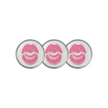 Ladys Pink Lipstick KissMark Golf Ball Marker