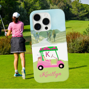 Ladys Pink Watercolor Monogram Name iPhone 16 Pro Hülle