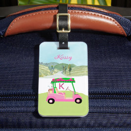 Ladys Pink Watercolor Monogram Name Gepäckanhänger