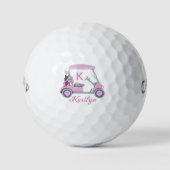 Ladys Pink Watercolor Monogram Name Golfball (Vorderseite)