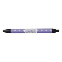 Ladys' Polka Dot Black Ink Pen (Lavendel & Gray)