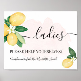 Ladys Powder Room Hochzeitsempfang Lemons Pink Poster