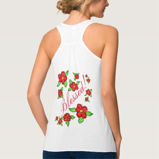 Ladys Red Floral Gesegnet Tank Top (Rückseite)