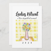 Ladys Retreat-Design mit Blume auf einem Tisch Einladung (Vorne/Hinten)