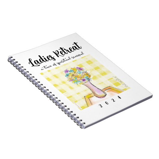 Ladys Retreat-Design mit Blume auf einem Tisch Notizblock (Rechte Seite)