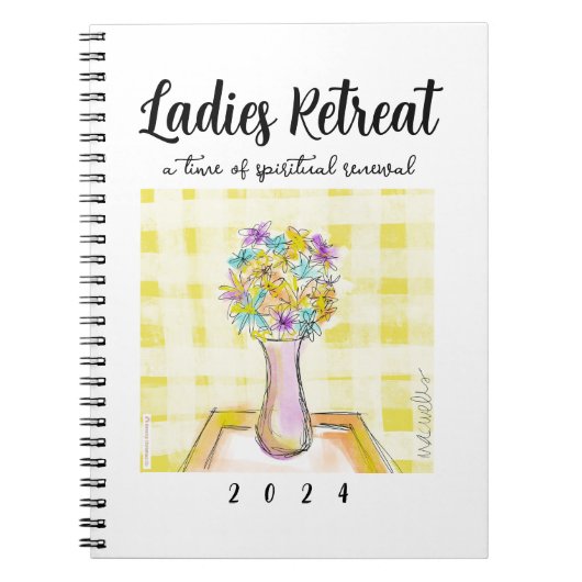 Ladys Retreat-Design mit Blume auf einem Tisch Notizblock (Vorderseite)
