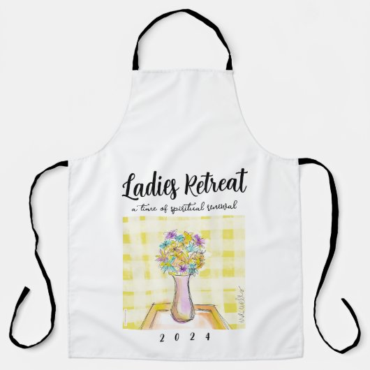 Ladys Retreat-Design mit Blume auf einem Tisch Schürze (Vorderseite)