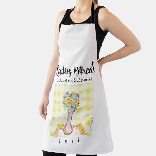 Ladys Retreat-Design mit Blume auf einem Tisch Schürze (InSitu)