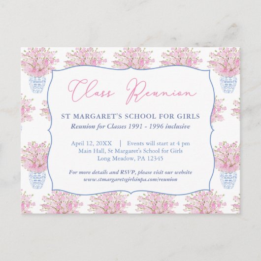 Ladys School or Uni Class Wiedersehen Einladung Postkarte (Vorderseite)