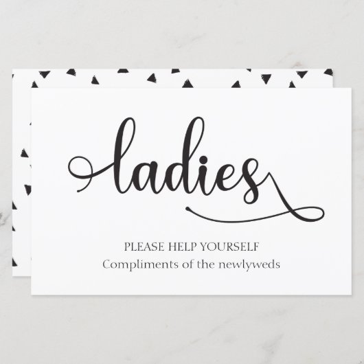 "Ladys" Schwarz-weißer Badkorb Hochzeitszeichen (Vorne/Hinten)