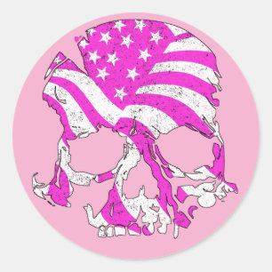 Ladys Skull Pink Edition Runder Aufkleber