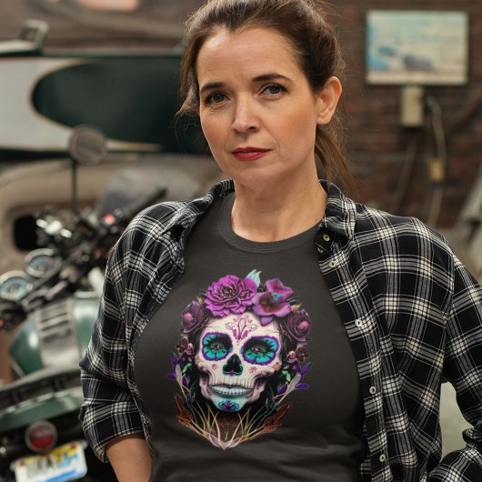 Ladys Skull T - Shirt - Lila Tiefenfarben Abstrakt