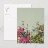 Ladys spinning and sewing, c.1765 postkarte (Vorne/Hinten)