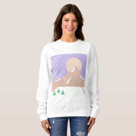 Ladys' Sweatshirt mit Snowy Mountain Scene (Vorne ganz)