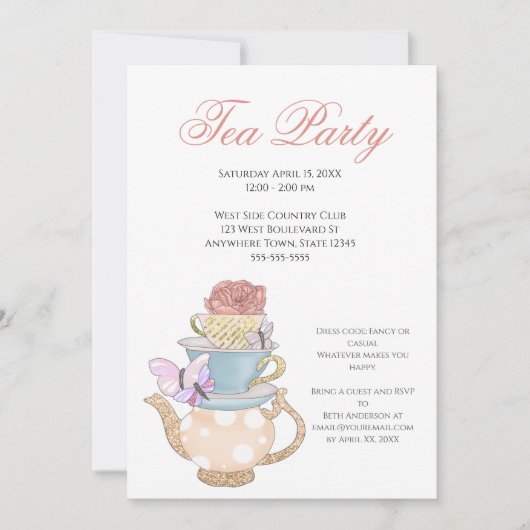 Ladys Tea Party Ideas Einladung (Vorderseite)