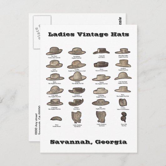 Ladys Vintag Hats Personalisiert Postkarte (Vorne/Hinten)