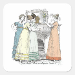 Ladys Warten Jane Austen Pride and Prejudice Quadratischer Aufkleber