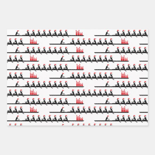 Ladys Women Weihnachtsmannmütze Rowing Rowers Crew Geschenkpapier Set (Vorderseite)