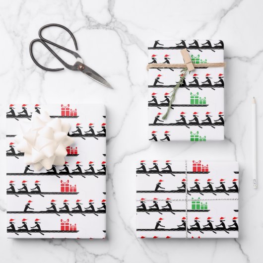 Ladys Women Weihnachtsmannmütze Rowing Rowers Crew Geschenkpapier Set (Vorderseite)