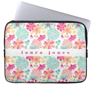 Ladys Womens Girls Painted Floral Name Fall Laptopschutzhülle
