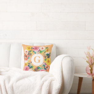 Ladys Womens Letter Floral Wreath Cushion Pillow Kissen