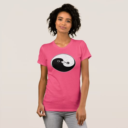 Ladys Yin Yang Peace Taubt angepasstes T-Shirt (Vorne ganz)