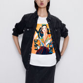 Ladys You Live Once Orange Blue Printed Graphic T-Shirt