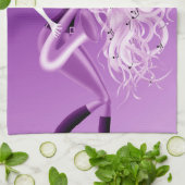 Ladysaxophonistin Lila Geschirrtuch (Gefaltet)