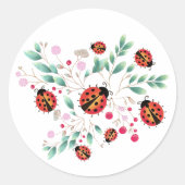 Ladyvögel und Beerenaufkleber Runder Aufkleber (Vorderseite)