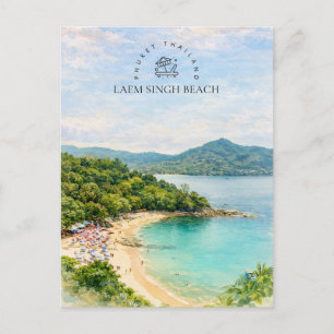Laem Singh Strand Phuket Thailand   Wasserfarben G Feiertagspostkarte