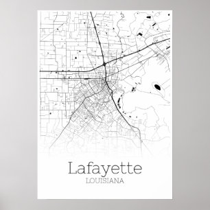 Lafayette-Karte - Louisiana - Stadt-Karten-Plakat Poster