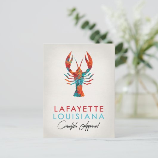 Lafayette Louisiana Crawfish Bright Postkarte (Stehend Vorderseite)