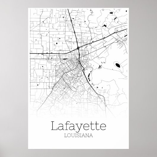 Lafayette Map - Louisiana - City Map Poster (Vorne)