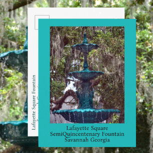 Lafayette Square Brunnen Savannah GA Fotografie Postkarte