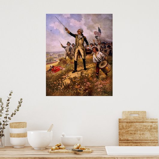 Lafayetts Feuertaufe von E. Percy Moran Poster (Küche)