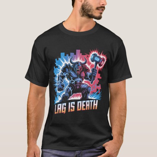 Lag ist Death Funny Gamer T - Shirt Cyberpunk Mino (Vorderseite)
