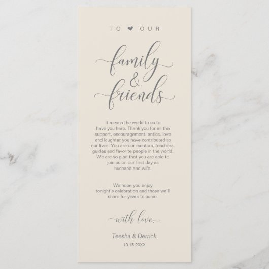 Lage am Abend - Danke, Cream Gray Card Programm (Vorderseite)