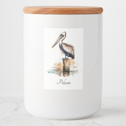 Lage des Pelikans Lebensmitteletikett (Vorderseite)