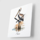 Lage des Pelikans Quadratische Wanduhr (Winkel)