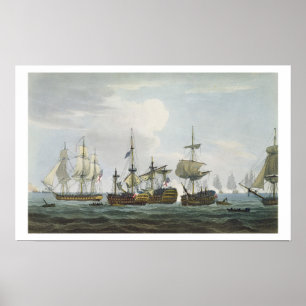 Lage von HMS Temeraire bei der Schlacht von Trafal Poster