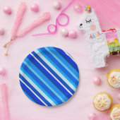 Lagen-Candy-Streifen - Kobalt und blass Pappteller (Party)