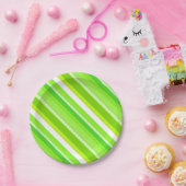 Lagen, feine Streifen - kalk grün und weiß Pappteller (Party)