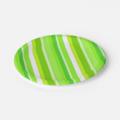 Lagen, feine Streifen - kalk grün und weiß Pappteller (Schrägansicht)