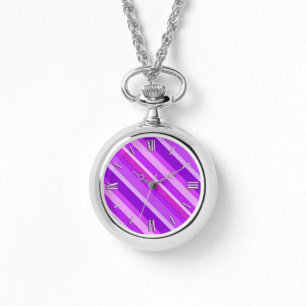 Lagen, feine Streifen - lila und orchid Armbanduhr