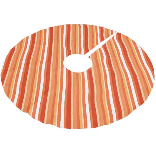 Lagen-Süßwaren-Streifen - orange und weiß Polyester Weihnachtsbaumdecke (Schrägansicht)