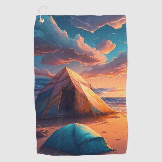 Lager bei Sonnenaufgang Golfhandtuch (Vorderseite)