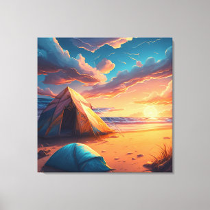 Lager bei Sonnenaufgang Leinwanddruck