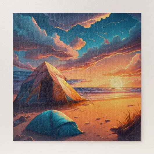 Lager bei Sonnenaufgang Puzzle (Vertikal)