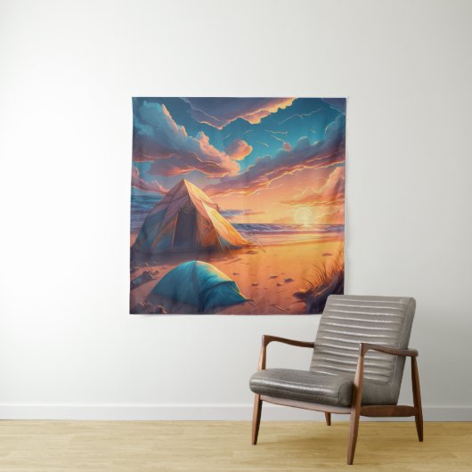 Lager bei Sonnenaufgang Wandteppich (Beispiel)