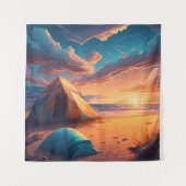 Lager bei Sonnenaufgang Wandteppich (Vorderseite)